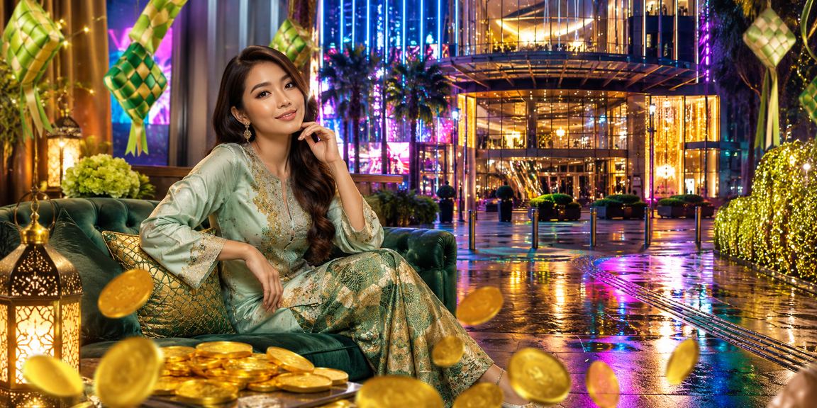 Skrin jackpot slot menyala semasa sambutan Hari Raya di Kuala Lumpur